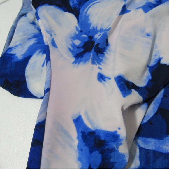 Lauren Ralph Lauren Floral Cowl Neck Sleeveless Sheath Dress Blue White Size 8 - Picture 15 of 16